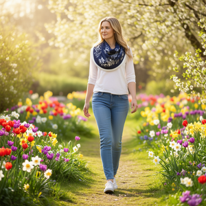 Sciarpa triangolare Ziyan 135x60 cm con stampa floreale per donna, per tutte le stagioni, multifunzionale, 100% poliestere - Product Image 2