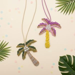 Fashion Coconut Tree Pendant PU Leather Keychain Handbag Decoration Charms Portable Car Mirror Keyring Middle Eastern <b>Gift</b> - Product Image 1