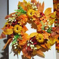 Guirlande d'automne artificielle réaliste en soie, avec citrouilles, baies et hortensias, faite à la main, pour décoration de porte d'entrée, Thanksgiving
