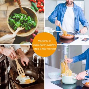 Juego de espátulas y cucharas de bambú de 6 piezas, 12.6 pulgadas, sin BPA, utensilios de cocina - Product Image 2