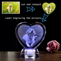 Cadeau surprise, cadre photo en cristal de verre gravé au laser 2D avec base LED personnalisée