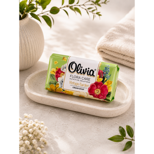 Vintage Garden Floral Scented Premium Cream Bar <b>Soap</b> with Coconut Oil and Glycerin for Hand and Body Care 140 g Olivia Flora Car - Product Image 2