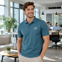 Polo pour homme avec logo personnalisé, respirant, manches courtes, tissu piqué, uniforme d'équipe, haut décontracté pour le travail
