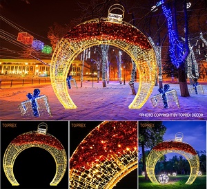 Arco Moderno Quadrato 3D Rimovibile Decorazione Natalizia Esposizione Commerciale Luci LED Impermeabili 110V Esterno Erba Sintetica Metallo - Product Image 6