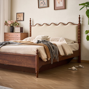 Seine Bed 1.8m Solid Wood Storage Double Bed French Retro Vintage Style Master Bedroom Wedding Bed - Product Image 4