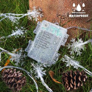 Navidad copo de nieve luz 3M 20LED batería operado cadena remoto 8 modos temporizador impermeable colgante fiesta árbol decoración hecha de plástico - Product Image 5