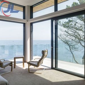 Portes coulissantes en aluminium à rupture <span class=keywords><strong>de</strong></span> pont thermique, grandes portes en verre pour balcon extérieur, résistantes aux ouragans, NFRC, 4 rails - Product Image 4