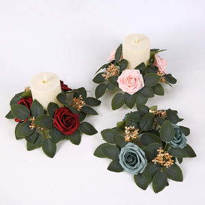 Guirnalda de Rosas Artificiales para Mesa, Decoración Circular para Fiesta de Halloween, Diámetro de 27 cm, Tela, Plástico y Espuma - Product Image 3