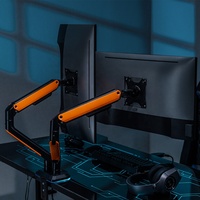 LDT63-C024GL Meilleur support de moniteur double pour ordinateur de jeu RGB, support de moniteur Vesa pour montage sur bureau, support de base pour 2 moniteurs