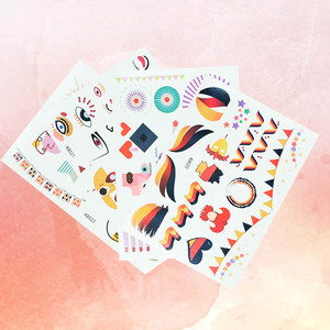 Autocollant de tatouage temporaire artistique d'usine Five & Ten GMPC/Sedex/ISO/EUDR pour décor quotidien de fête, visage abstrait et design <span class=keywords><strong>géométrique</strong></span> - Product Image 2