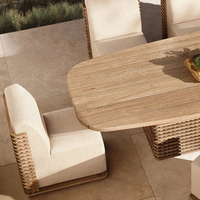 Meubles en teck au design moderne Ensemble de table à manger d'extérieur blanc Ensemble table à manger de jardin et chaises de salle à manger