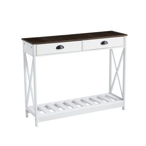 GE HENG Z-G-2 Table <span class=keywords><strong>console</strong></span> en MDF noir 2 tiroirs Étagère ouverte Design pliable Hauteur réglable Gain de place Convertible ergonomique - Product Image 5