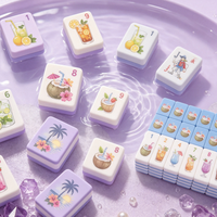 Jeu de Mahjong flottant pour l'eau, tuiles imprimées avec motifs de boissons estivales, jeu en EVA pour piscine et fête sur la plage