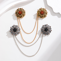 Broche à double chaîne florale en strass pour revers de costume, idéale pour cadeau ou soirée