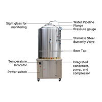 Contrôle de température de l'équipement de brasserie à haute efficacité 300l/500l/1000l Réservoir de fermentation de bière 3 en 1 avec une capacité de 500l