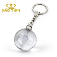 Porte-clés en cristal K9 gravé au laser 3D personnalisé, logo à l'intérieur de la sphère de verre, cadeau promotionnel d'entreprise, souvenir avec chaîne en métal