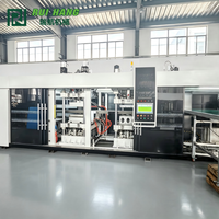 Machine de thermoformage plastique à pression positive et négative pour 3 postes de travail, pour l'emballage sous blister et la fabrication de contenants