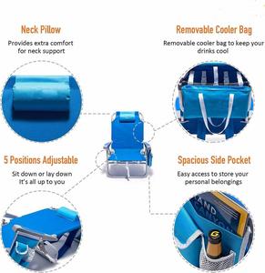 <b>Reclining</b> Beach Foldable Lightweight Portable Folding <b>Chair</b> With Cup Holders Padded Pillow 5-Position Headrest for <b>Camp</b> Lawn - Product Image 4