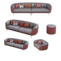 Ensemble de salon sectionnel de style luxueux - Canapé trois places en similicuir PU avec rembourrage en éponge pour recevoir des invités et des réunions d'affaires