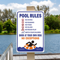 Panneau d'avertissement rectangulaire minimaliste en fer, imprimé UV, pour la régulation de la piscine et la surveillance des enfants contre les jeux agressifs