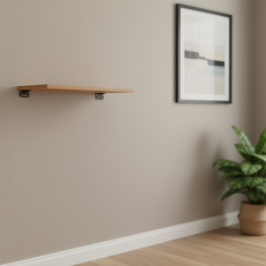 Étagère murale en bois de chêne massif, brun clair, rectangulaire, à un seul niveau, décoration intérieure, salon, montage mural - Product Image 2