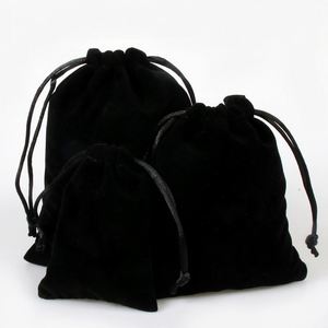Sac cadeau en velours noir personnalisé à faible MOQ, échantillon gratuit, pochette à cordon, recyclable, imprimé en sérigraphie, estampé à chaud - Product Image 2