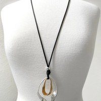 Ensemble collier et boucles d'oreilles en acier inoxydable, cordon réglable, pendentif vintage européen pour femme, accessoires de mode pour pull