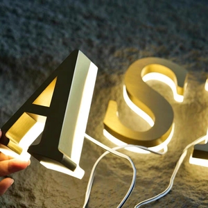 Enseigne LED 3D avec lettres en acrylique rétroéclairées, panneau arrière en acier inoxydable, enseigne à lettres en relief LED - Product Image 6