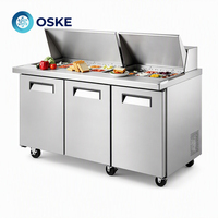 Congélateur de comptoir pour salades, machine de stockage frigorifique pour restaurants, vitrine ouverte visible, utilisation pratique, idéal pour la restauration commerciale