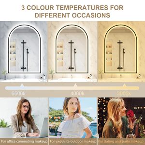 Frameless <b>LED</b> <b>Mirror</b> with a Silver <b>Mirror</b> Backing, Enhances <b>Light</b> Reflectivity for a Brighter Space - Product Image 4