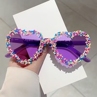 Nouvelles Lunettes de Soleil Tendance en Forme de Cœur pour Femme, Style Transfrontalier, Charmantes, Incrustées de Diamants, Protection UV400