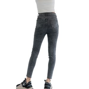 Personalización 2025 superventas Denim Casual Streetwear Hip Hop Skinny Super Stretch cintura elástica Jeans de mujer - Product Image 3