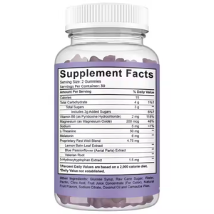 מותאם אישית תווית אישית טבעונית melatonin gummies תוספת איכות תזונה מעולה עבור הרפיה מבוגרים ושינה במלאי - Product Image 6