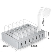 Station de charge USB 6 ports avec charge rapide QC3.0 60W, batterie externe, station de charge pour ordinateur portable et montre connectée, compatibilité universelle des prises