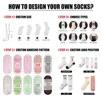 Chaussettes de yoga personnalisées sur mesure OEM pour femmes, chaussettes de Pilates avec grip pour cadeau de Pilates