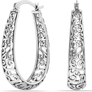Boucles d'oreilles créoles en or E3381 pour femmes, bijoux fins classiques pour tous les jours, boucles d'oreilles plaquées or - Product Image 1
