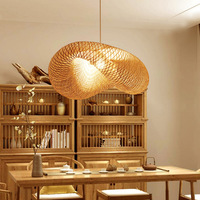Lustre en osier fait à la main en bambou tissé salon de thé bambou tissage rotin lampes suspendues pour Restaurant