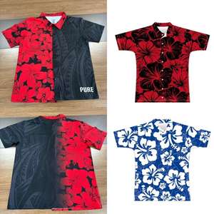FQハワイアロハビーチシングレットアウトフィット花柄トロピカルフルボタンダウンカスタムデザイン昇華プリントポロシャツ - Product Image 1