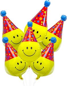 Palloncini a Forma di <span class=keywords><strong>Emoji</strong></span> 4D Felici - Set da 6, Palloncini in Foil con Faccine Sorridenti, Decorazioni per Feste di Compleanno per Bambini con Personaggi dei Cartoni Animati - Product Image 4