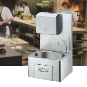 קיר מסחרי מותאם אישית רכוב ברכיים מופעל כף יד נירוסטה לכיור עם ברז - Product Image 6