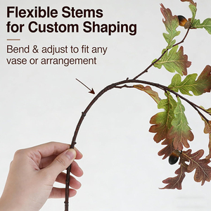 1 branche d'arbre de chêne artificielle, 37,8 pouces de long, avec feuilles et baies, pour la décoration de fêtes, mariages et maisons - Product Image 4