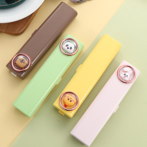 304 Stainless Steel Portable Children's Spoon & Chopsticks Set, Cartoon Student Tableware with <b>Storage</b> Box, Outdoor Travel Kit - Product Image 2