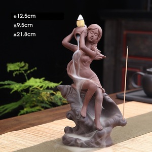 Brûleur en céramique pour encens à refoulement d'eau alpin, style rocaille, vente en gros - Product Image 4