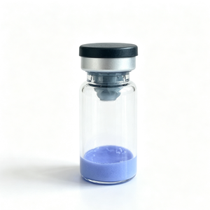 Fournisseurs en gros de poudre lyophilisée de peptide GHK-CU en flacon en verre, peptide de cuivre bleu, matière première cosmétique pour les soins de la peau - Product Image 1