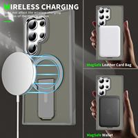 Support Pliant Magnétique Translucide Mat Ultra Luxe pour Samsung Galaxy S25 S24 S23 Housse de Téléphone Portable