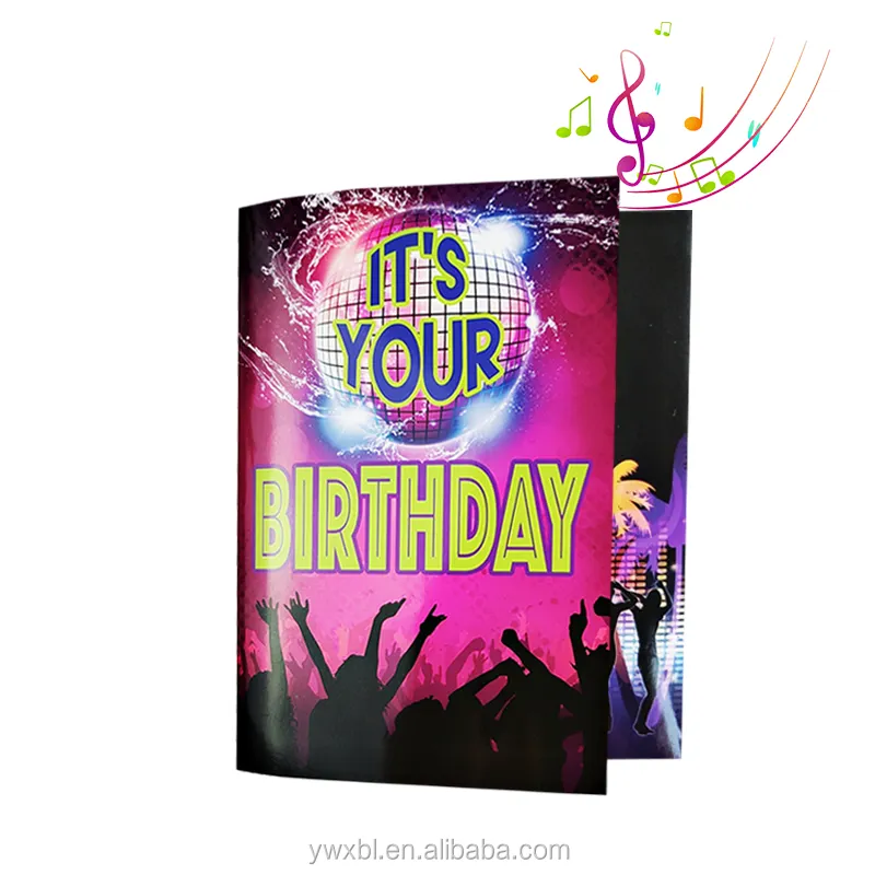 Tarjetas de Felicitación de cumpleaños con diseño personalizado, alta calidad, de 30 segundos audio musical, con luz para tarjeta de invitación, venta al por mayor