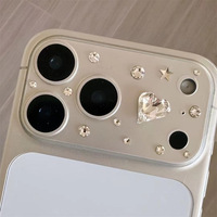 Protection d'objectif d'appareil photo 3D faite à la main avec diamants étincelants, étui pour iPhone 18 17 Pro Max/17 Pro, coque en verre trempé anti-rayures 9H