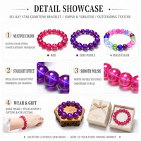 Bracelet tendance unisexe en perles de rubis, gemme violet étoilé certifiée NGTC, idéal pour les occasions spéciales