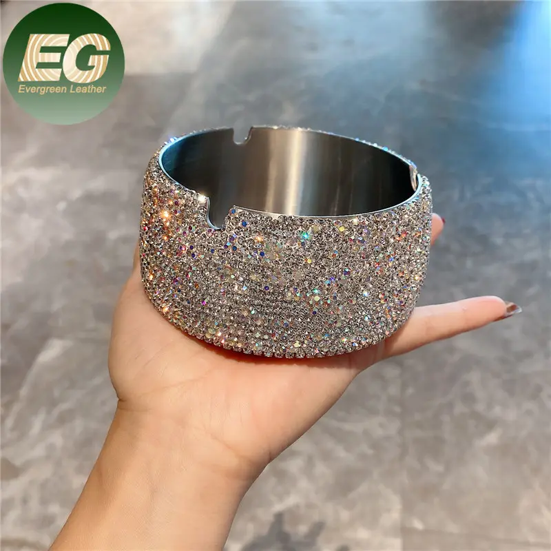 EA061 ev bling kız tasarımcı serin kül tablası kül tablaları paslanmaz çelik glitter sigara girly fantezi puro kristal küllük