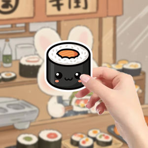 55 pièces/sac Autocollants en vinyle personnalisés imprimés dessin animé Sushi Étiquette imperméable durable écologique Décoration de la maison Emballage Récompense - Product Image 1